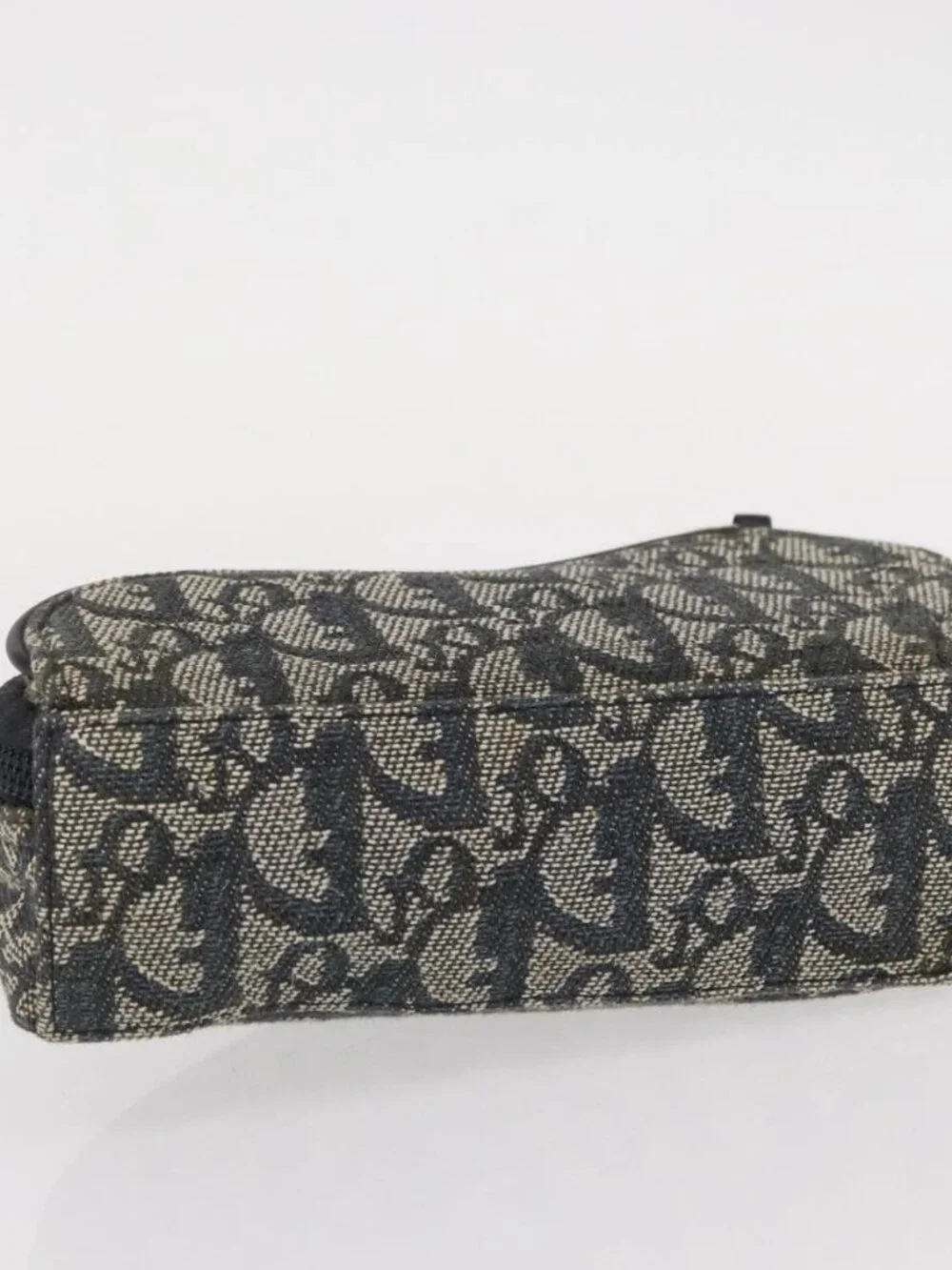 Christian Dior Trotter Canvas Saddle Pouch Navy Gold Auth 157216 - Picture 6 of 16